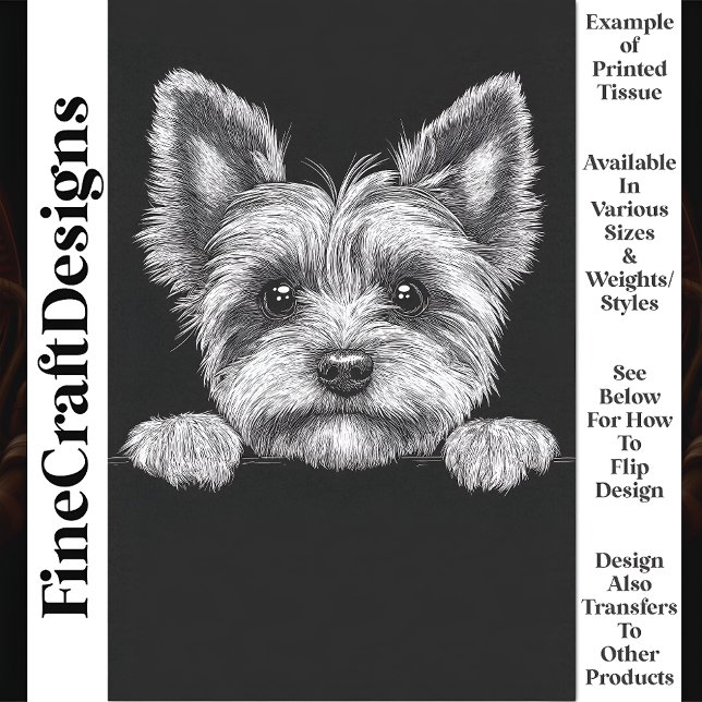 Cute Black & White Yorkshire Terrier T5 Decoupage Tissue Paper (Creator Uploaded)
