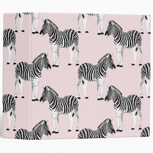 Cute Black White Zebra Animal Pink Design 3 Ring Binder