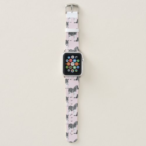 Cute Black White Zebra Animal Pink Design Apple Watch Band