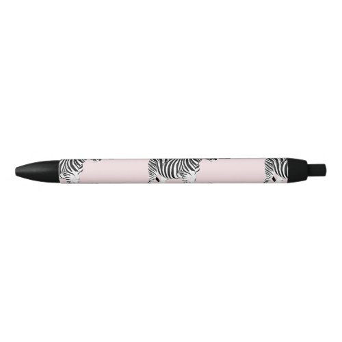 Cute Black White Zebra Animal Pink Design Black Ink Pen