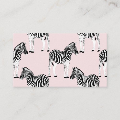 Cute Black White Zebra Animal Pink Design Business Card