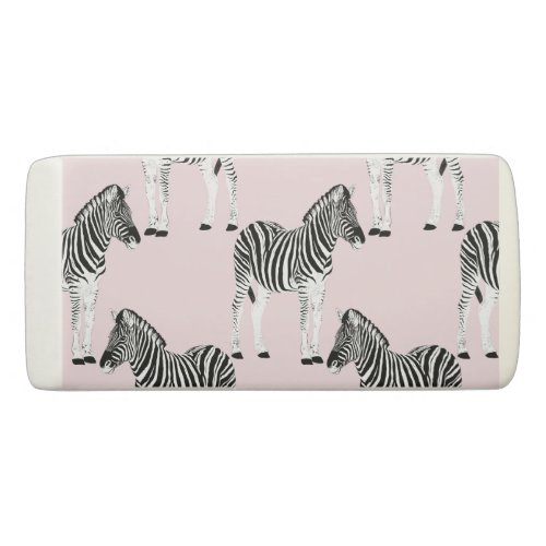 Cute Black White Zebra Animal Pink Design Eraser