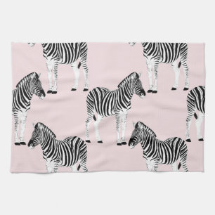 Cute Black White Zebra Animal Pink Design Kitchen Towel