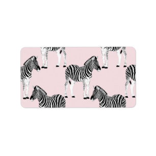 Cute Black White Zebra Animal Pink Design Label