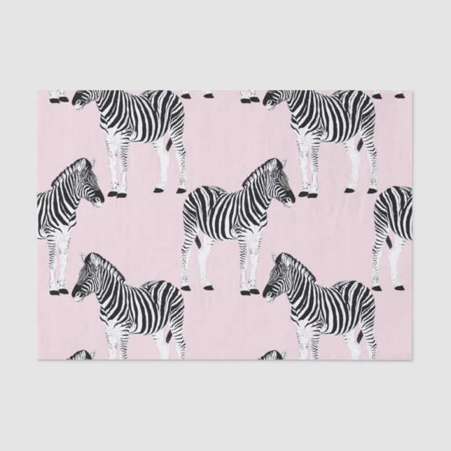 Cute Black White Zebra Animal Pink Design Tissue Paper (Front)