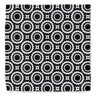 Cute black white zigzag circles design bandana