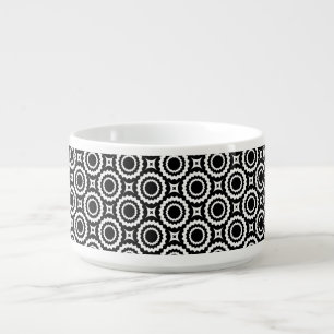 Cute black white zigzag circles design bowl