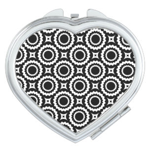 Cute black white zigzag circles design compact mirror