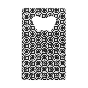 Cute black white zigzag circles design credit card bottle opener