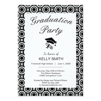 Cute black white zigzag circles graduation party