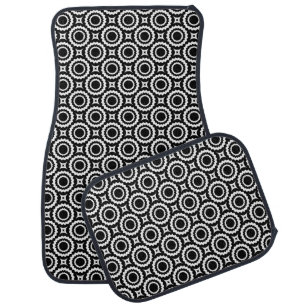 Cute black white zigzag circles pattern car floor mat