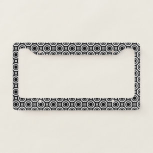 Cute black white zigzag circles pattern license plate frame