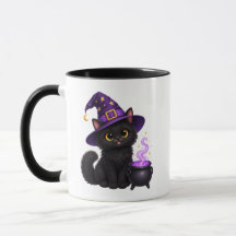 Cute Black Witch Cat Halloween