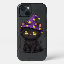 Cute Black Witch Cat Halloween Phone Case | Spooky