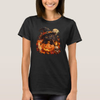 Cute Black Witch Cat on Pumpkin