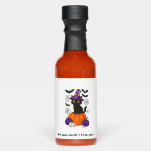 Cute Black Witch Cat Pumpkin Halloween Costume Fal Hot Sauces