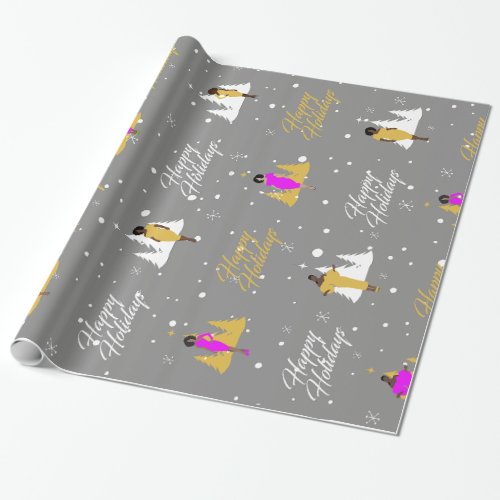 Cute Black Women Holiday Wrapping Paper
