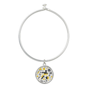 Cute black yellow football silhouette pattern bangle bracelet