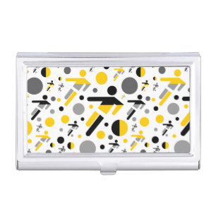 Cute black yellow football silhouette pattern business card case