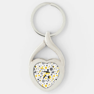 Cute black yellow football silhouette pattern keychain