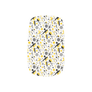 Cute black yellow football silhouette pattern minx nail art