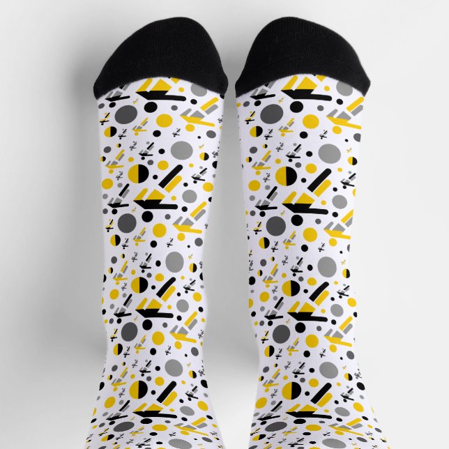 Cute black yellow football silhouette pattern socks (Top)