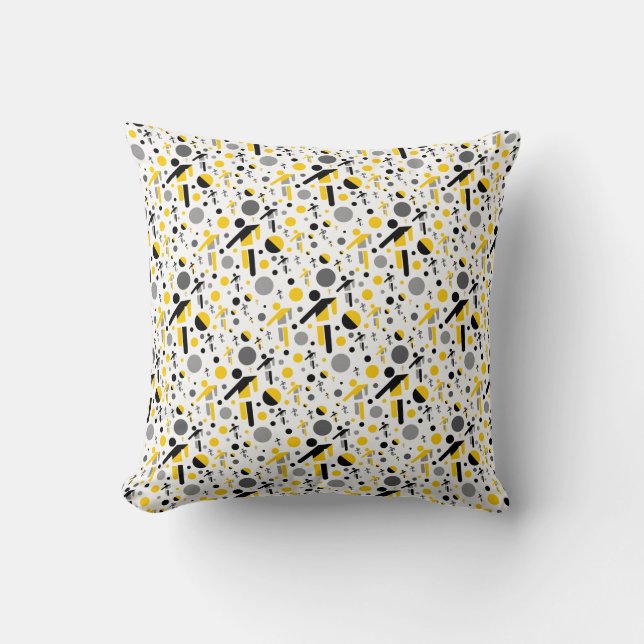 Cute black yellow football silhouette pattern throw pillow (Front)