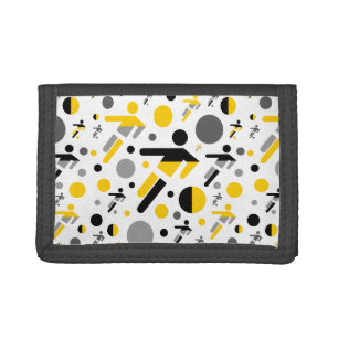 Cute black yellow football silhouette pattern tri-fold wallet