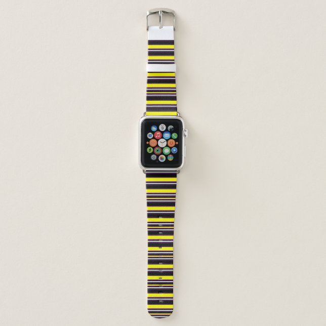 Cute black yellow stripes apple watch band (Front)