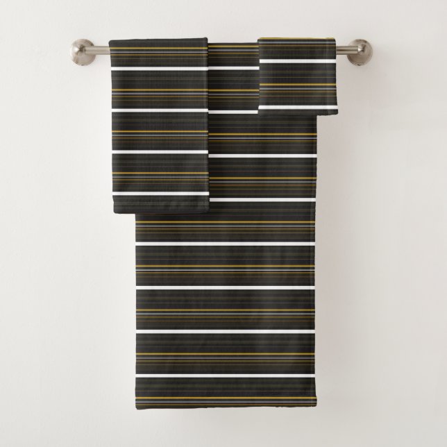 Cute black yellow stripes bath towel set (Insitu)