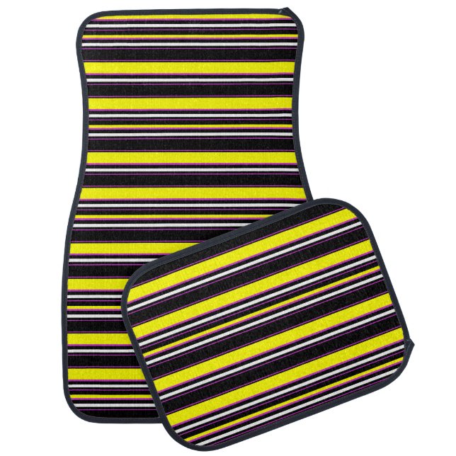 Cute black yellow stripes  car floor mat (Set)