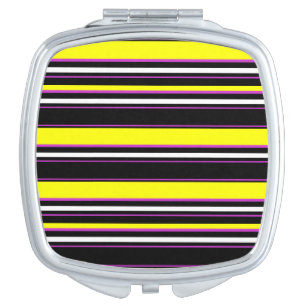 Cute black yellow stripes compact mirror