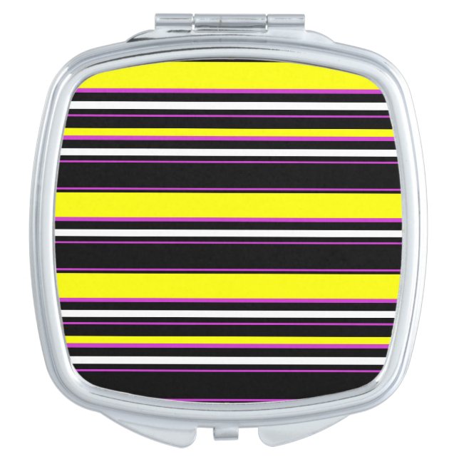Cute black yellow stripes compact mirror (Front)