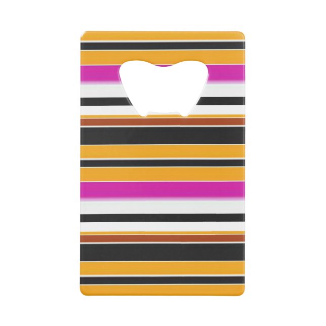 Cute black yellow stripes credit card bottle opener (Front)