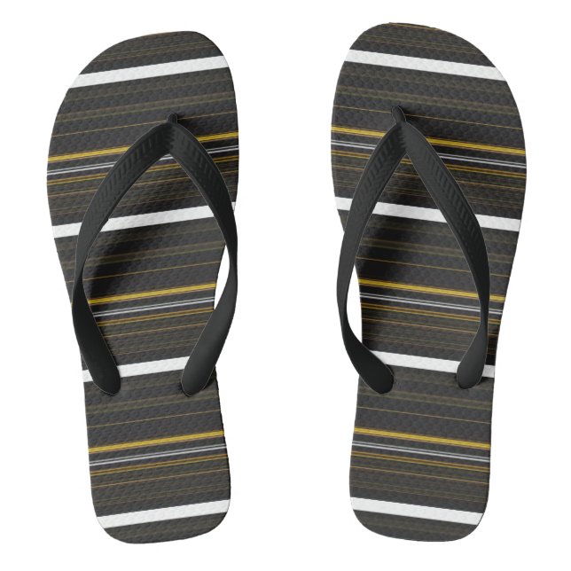 Cute black yellow stripes flip flops