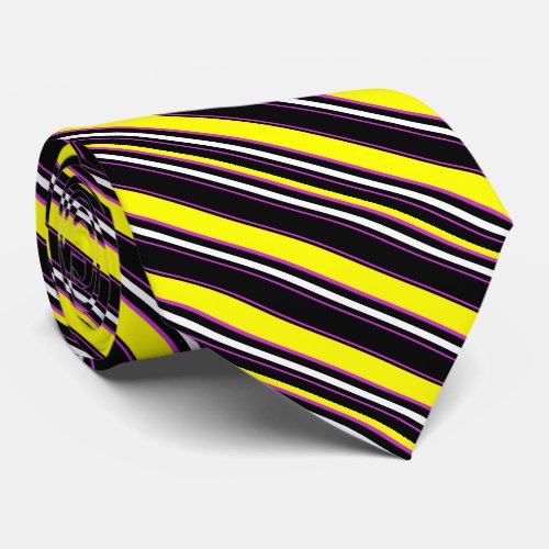 Cute black yellow stripes neck tie