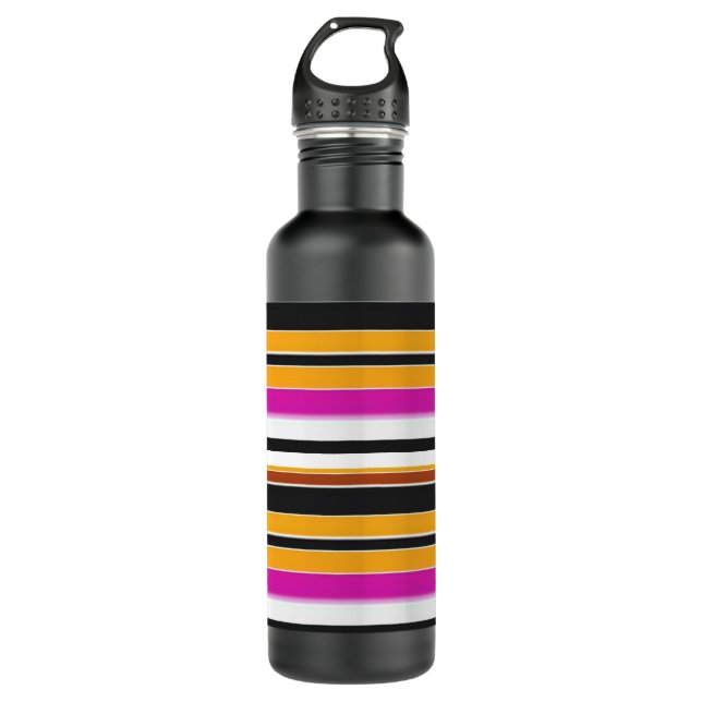 Cute black yellow stripes stainless steel water bottle (Front)