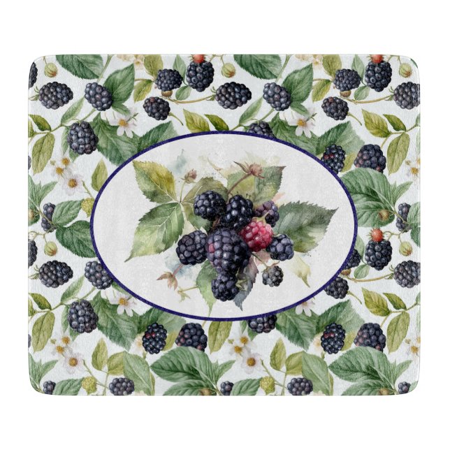 Cute Blackberries Watercolor Cutting Board (Front)