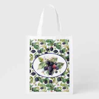 Cute Blackberries Watercolor Grocery Bag