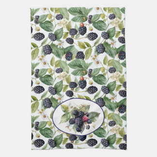 Cute Blackberries Watercolor Kitchen Towel