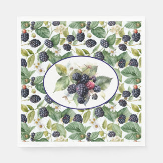 Cute Blackberries Watercolor Napkins