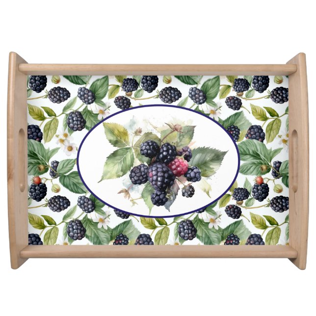 Cute Blackberries Watercolor  Serving Tray (Front)