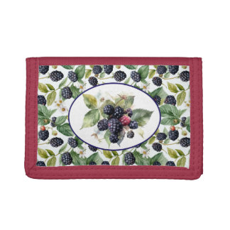 Cute Blackberries Watercolor  Trifold Wallet