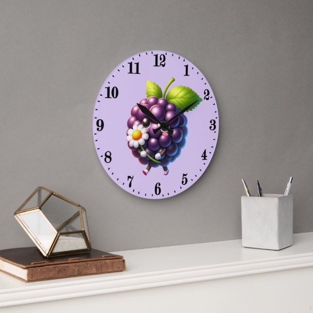 Cute blackberry lovers kitchen  large clock (Office)