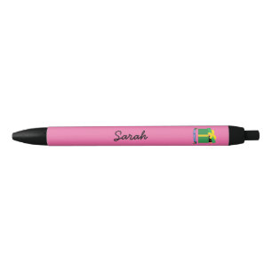 Cute Blackbird Peeking Out Of Gift Box Custom Name Pen