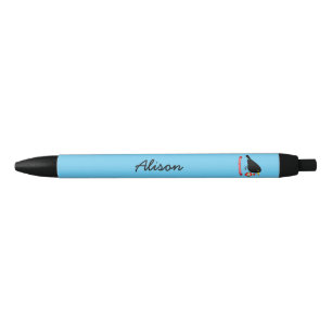 Cute Blackbird With A Christmas Ball Custom Name Pen