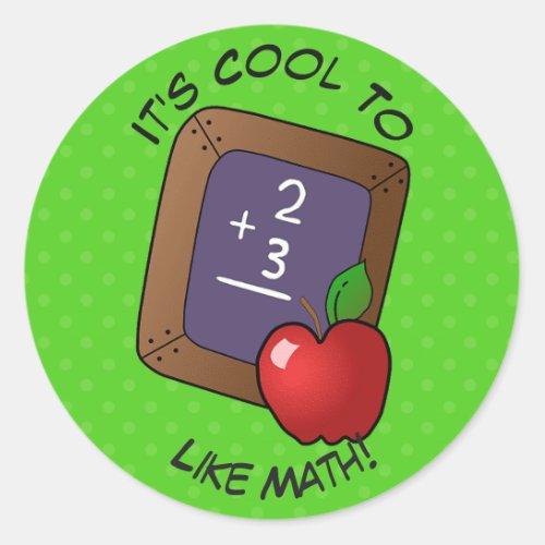 Cute Blackboard And Apple Math School Classic Round Sticker