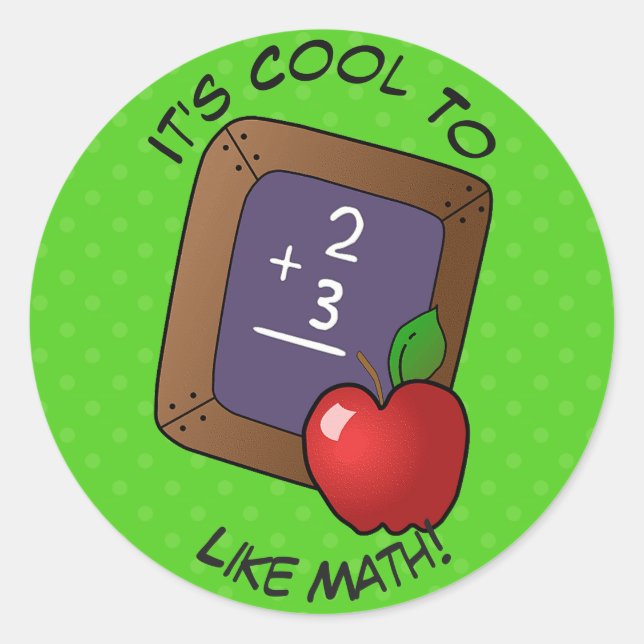 Cute Blackboard And Apple Math School Classic Round Sticker (Front)