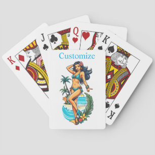 Cute Blackhaired Bikini Beach Girl Thunder_Cove Poker Cards