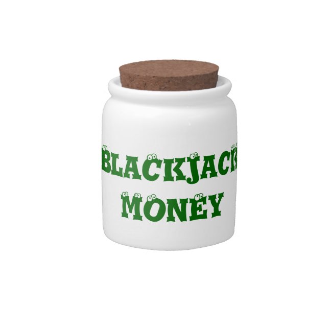 Cute Blackjack Players Money Spare Change Bank Candy Jar (Front)